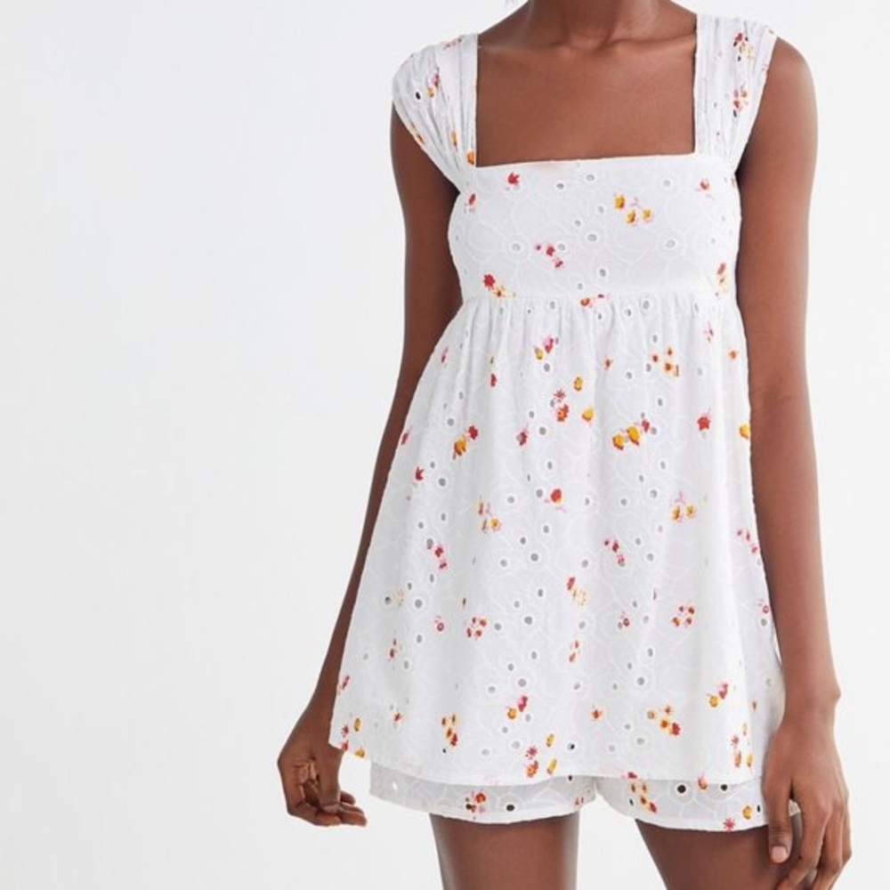 BARELY WORN Floral Eyelit Romper